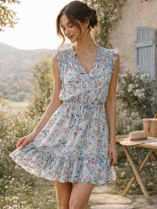 Gypsies & Moondust Dresses & Skirts - Floral Ruffle Mini Dress Cottagecore Romantic Boho Chic